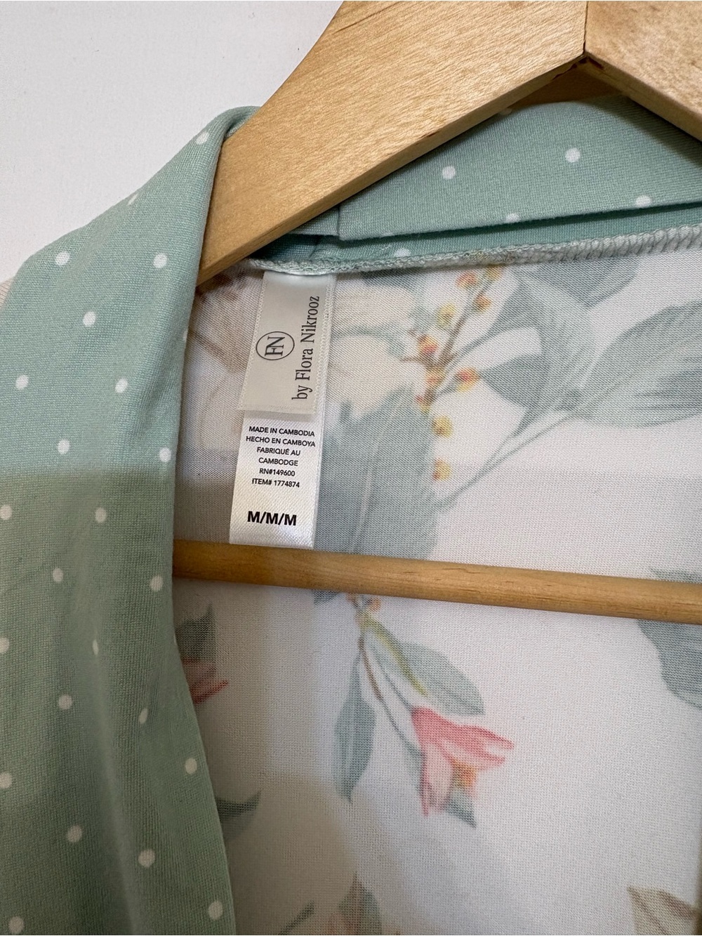 Flora Nikrooz Mint and Pink Floral Wrap Robe - Picture 4 of 4
